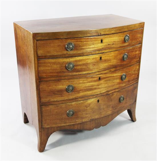 A George III mahogany bowfront chest, W.3ft 1in.